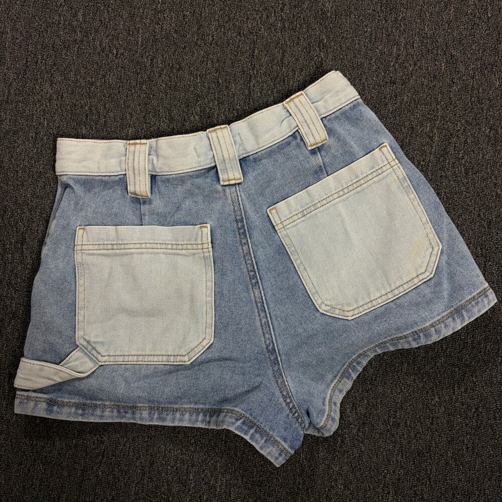 Vintage Y2k Pacsun Light Denim Jean Contrast Wash Mini High Waist Shorts 27 - Picture 2 of 5